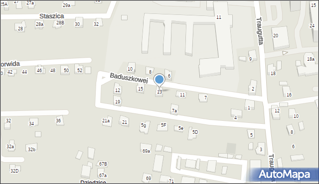 Czechowice-Dziedzice, Baduszkowej Danuty, 13, mapa Czechowic-Dziedzic