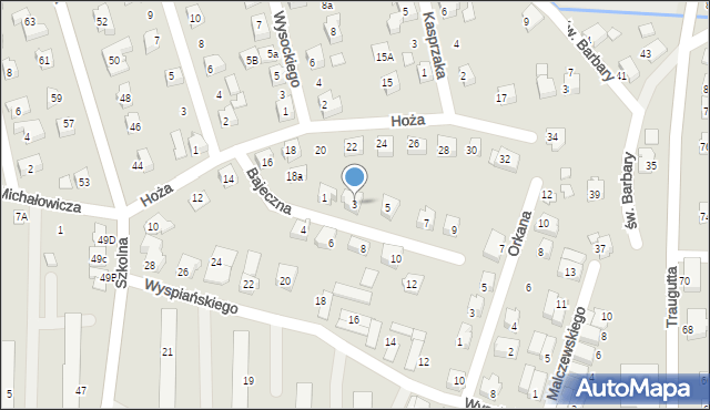 Czechowice-Dziedzice, Bajeczna, 3, mapa Czechowic-Dziedzic