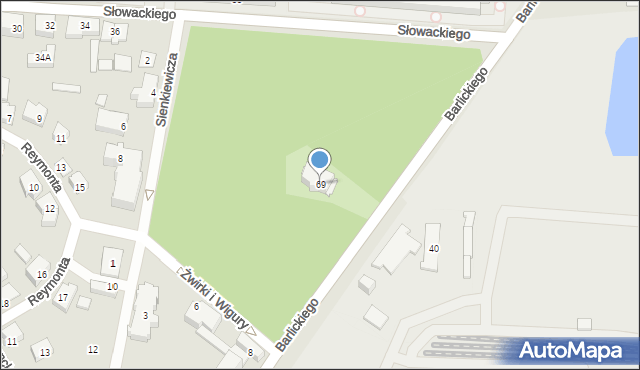 Czechowice-Dziedzice, Barlickiego Norberta, 69, mapa Czechowic-Dziedzic