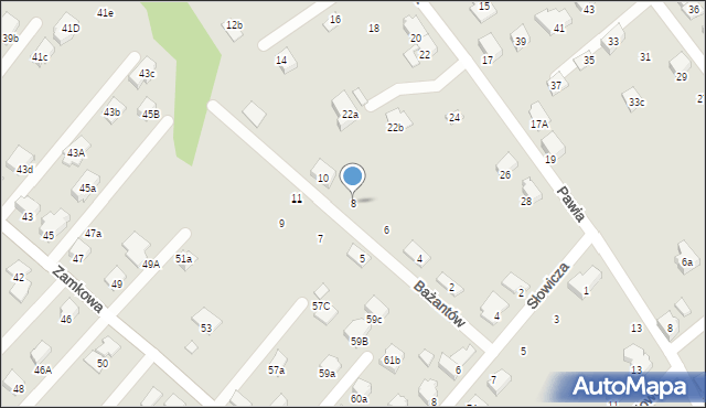 Czechowice-Dziedzice, Bażantów, 8, mapa Czechowic-Dziedzic
