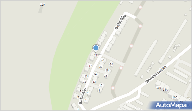 Czeladź, Bażantów, 21, mapa Czeladź