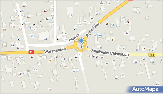 Częstochowa, Batalionów Chłopskich, 1, mapa Częstochowy