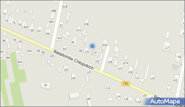 Częstochowa, Batalionów Chłopskich, 101A, mapa Częstochowy