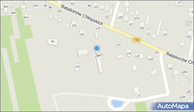 Częstochowa, Batalionów Chłopskich, 108, mapa Częstochowy