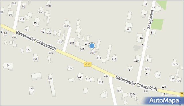 Częstochowa, Batalionów Chłopskich, 109, mapa Częstochowy