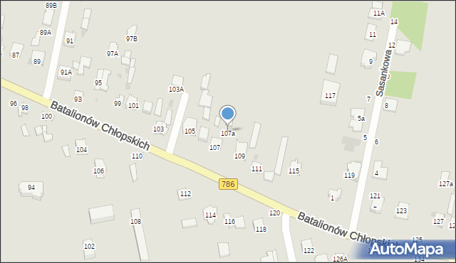 Częstochowa, Batalionów Chłopskich, 109A, mapa Częstochowy