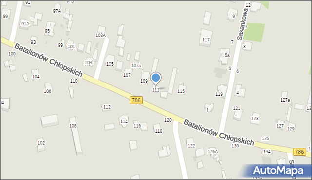 Częstochowa, Batalionów Chłopskich, 111, mapa Częstochowy