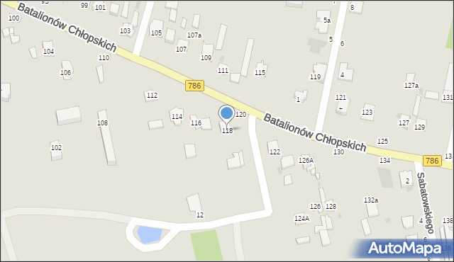 Częstochowa, Batalionów Chłopskich, 118, mapa Częstochowy