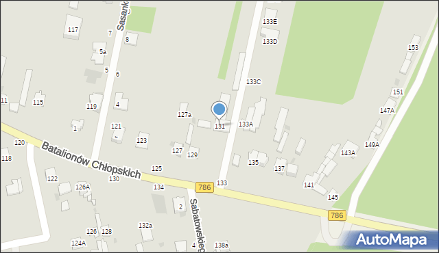 Częstochowa, Batalionów Chłopskich, 131, mapa Częstochowy