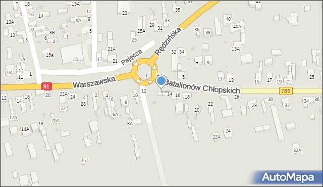 Częstochowa, Batalionów Chłopskich, 14a, mapa Częstochowy