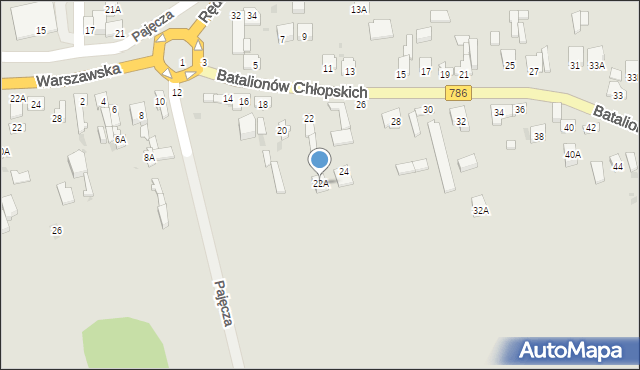 Częstochowa, Batalionów Chłopskich, 22A, mapa Częstochowy