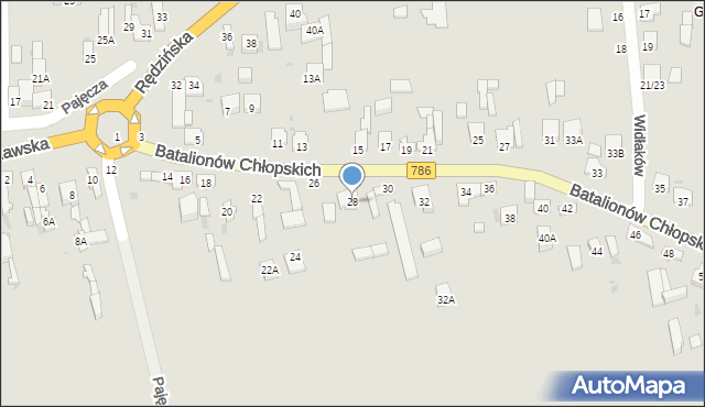 Częstochowa, Batalionów Chłopskich, 28, mapa Częstochowy