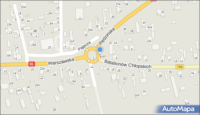 Częstochowa, Batalionów Chłopskich, 3, mapa Częstochowy