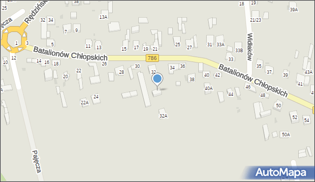 Częstochowa, Batalionów Chłopskich, 32AA, mapa Częstochowy