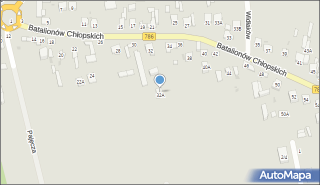 Częstochowa, Batalionów Chłopskich, 32B, mapa Częstochowy