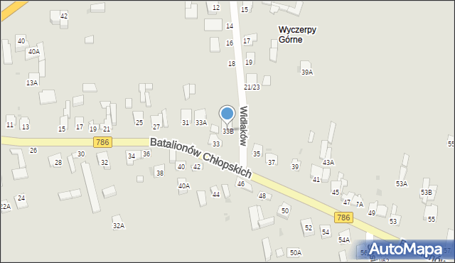 Częstochowa, Batalionów Chłopskich, 33B, mapa Częstochowy