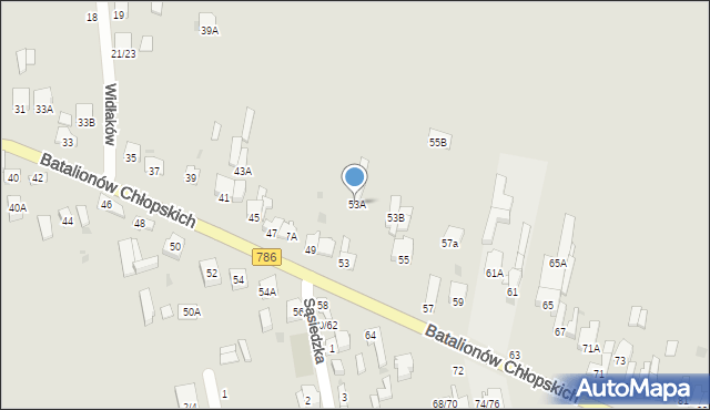 Częstochowa, Batalionów Chłopskich, 53A, mapa Częstochowy