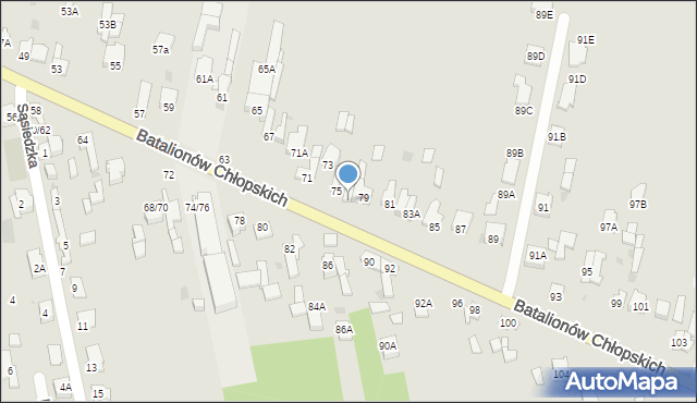 Częstochowa, Batalionów Chłopskich, 77, mapa Częstochowy
