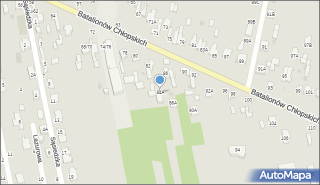 Częstochowa, Batalionów Chłopskich, 84A, mapa Częstochowy