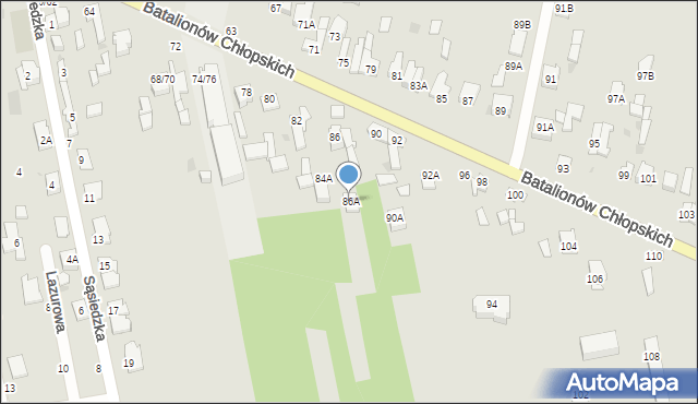 Częstochowa, Batalionów Chłopskich, 86A, mapa Częstochowy