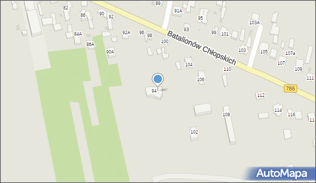 Częstochowa, Batalionów Chłopskich, 94/96, mapa Częstochowy