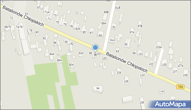 Częstochowa, Batalionów Chłopskich, 98, mapa Częstochowy