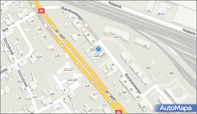 Częstochowa, Bardowskiego Piotra, 26A, mapa Częstochowy