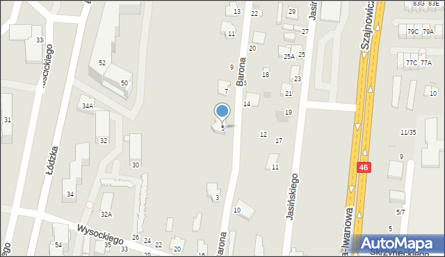 Częstochowa, Barona Henryka, 5, mapa Częstochowy