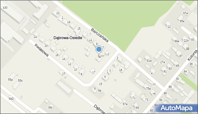 Dąbrowa, Barczańska, 7a, mapa Dąbrowa