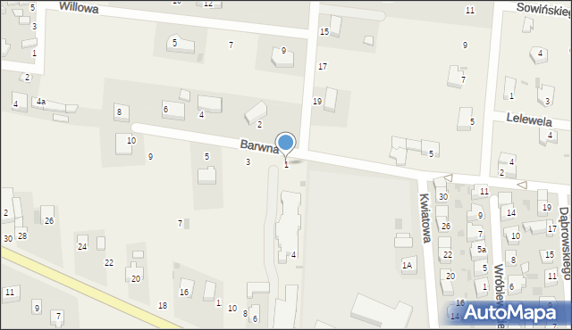 Dąbrowa, Barwna, 1, mapa Dąbrowa