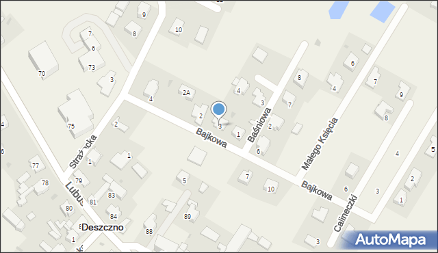 Deszczno, Bajkowa, 3, mapa Deszczno