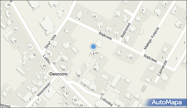 Deszczno, Bajkowa, 5, mapa Deszczno