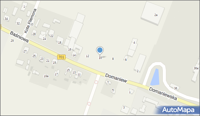 Domaniew, Baśniowa, 10, mapa Domaniew