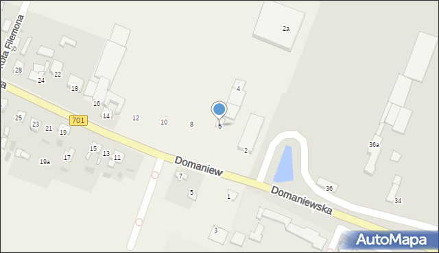 Domaniew, Baśniowa, 6, mapa Domaniew