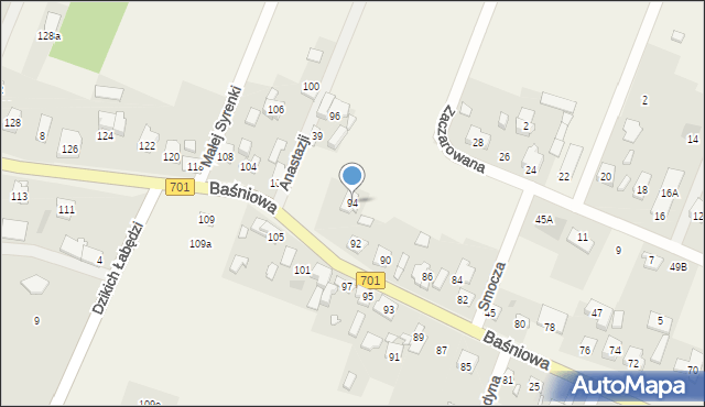 Domaniew, Baśniowa, 94, mapa Domaniew