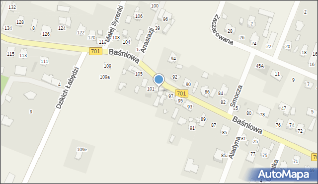 Domaniew, Baśniowa, 99, mapa Domaniew