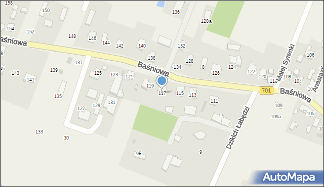 Domaniewek, Baśniowa, 117, mapa Domaniewek