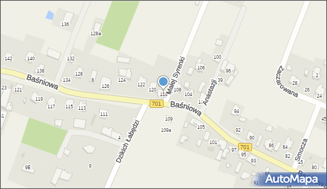 Domaniewek, Baśniowa, 118, mapa Domaniewek