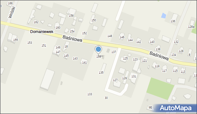 Domaniewek, Baśniowa, 139, mapa Domaniewek