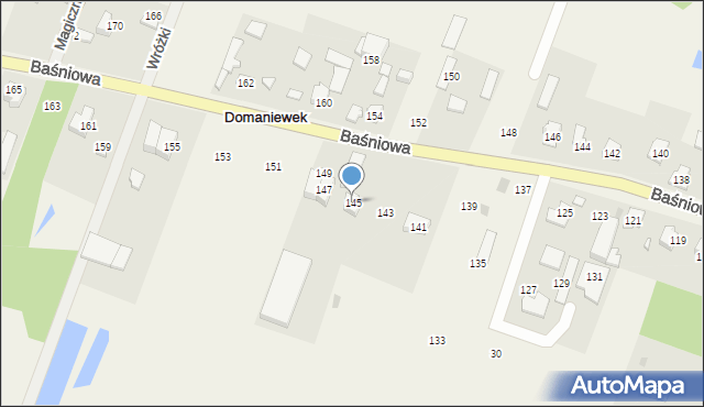 Domaniewek, Baśniowa, 145, mapa Domaniewek