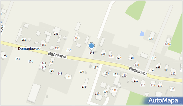 Domaniewek, Baśniowa, 148, mapa Domaniewek
