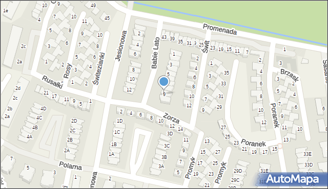 Dopiewiec, Babie Lato, 9, mapa Dopiewiec