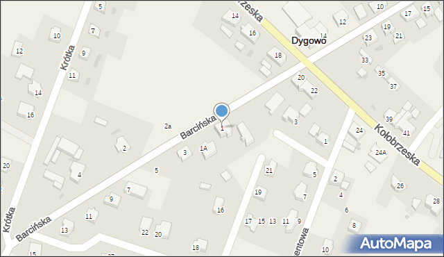 Dygowo, Barcińska, 1, mapa Dygowo