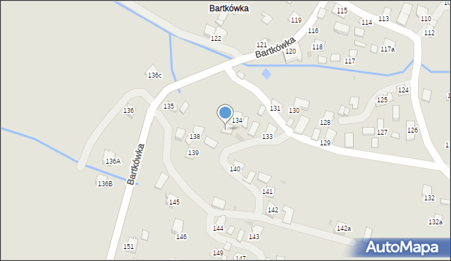 Dynów, Bartkówka, 134a, mapa Dynów