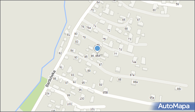 Dynów, Bartkówka, 86A, mapa Dynów