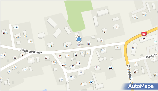 Dywity, Barczewskiego Walentego, ks., 12, mapa Dywity