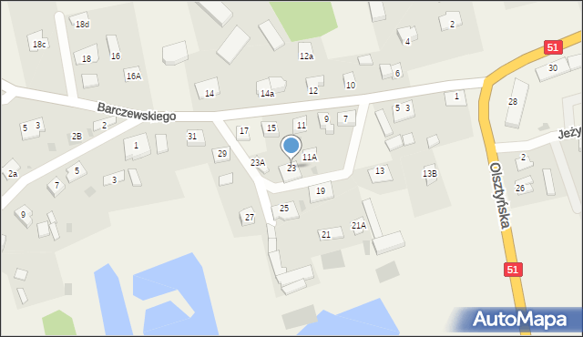 Dywity, Barczewskiego Walentego, ks., 23, mapa Dywity