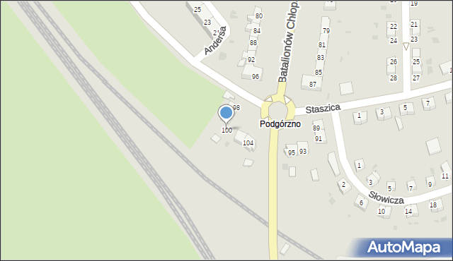 Dzierżoniów, Batalionów Chłopskich, 100, mapa Dzierżoniów