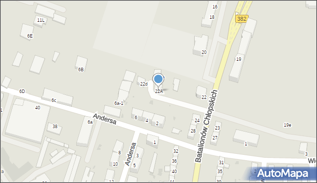 Dzierżoniów, Batalionów Chłopskich, 22A, mapa Dzierżoniów