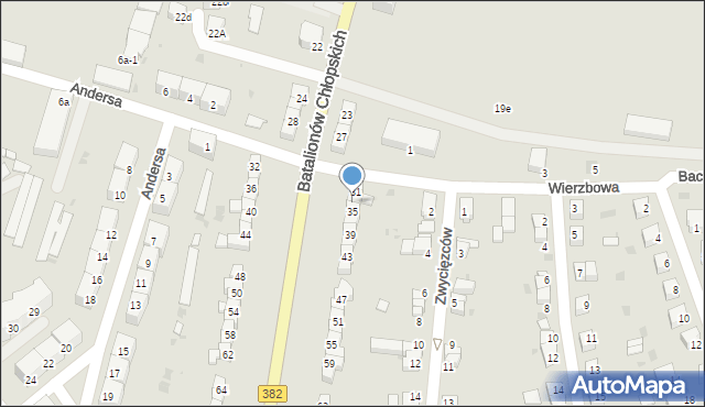 Dzierżoniów, Batalionów Chłopskich, 33, mapa Dzierżoniów